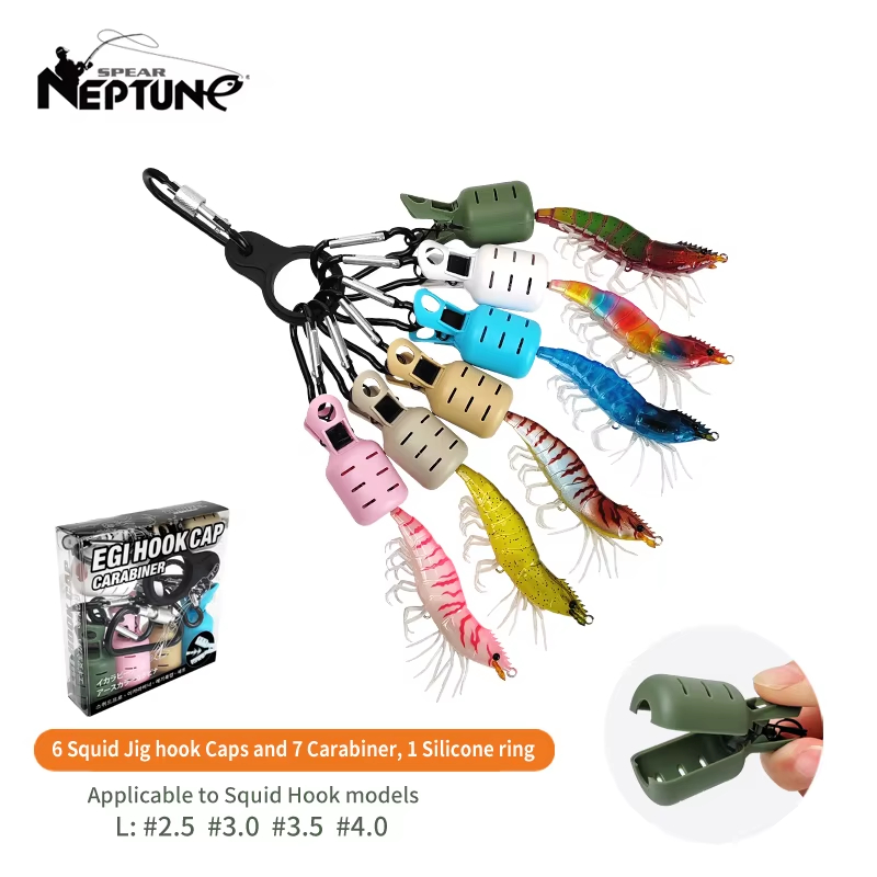 Fishing Lure Jig - 6pcs Colorful Squid Jig Hook Cap