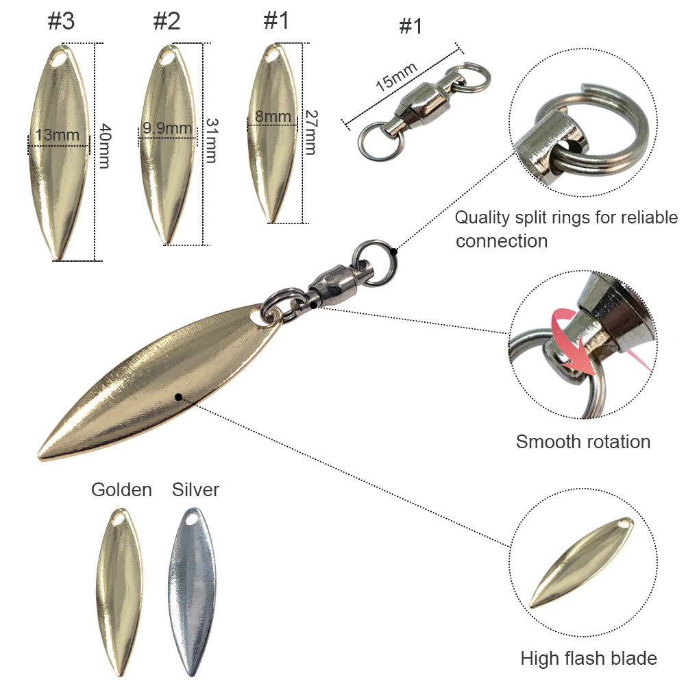 10pcs Willowleaf Blades Spinne - Fishing Lure Blade Bait ulasan dan harga