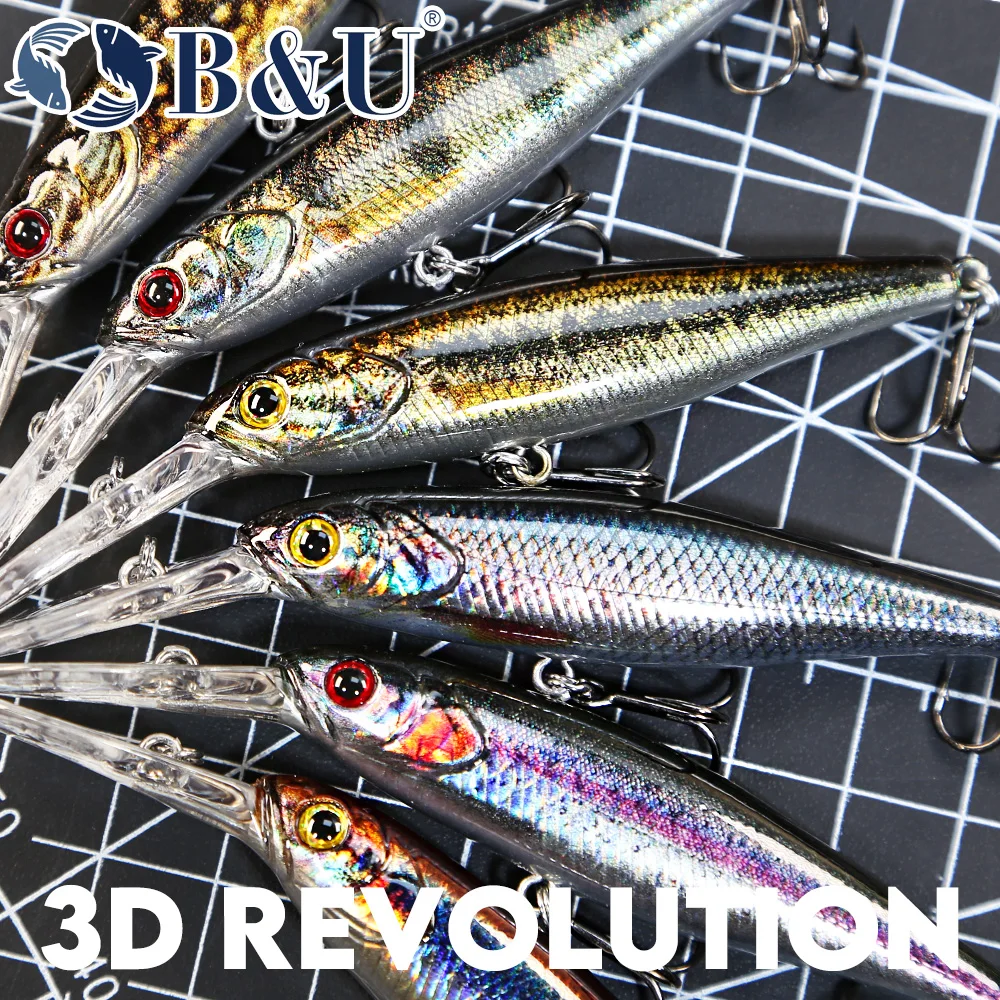 B&U  68mm 3D Printing Shad Sus - Fishing Lure Jerkbait ulasan dan harga